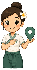 Massage Finder Figur hält einen Standort-Pin in der Hand