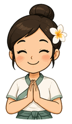 Massage Finder Figur grüßt mit traditioneller Namaste-Geste