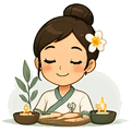 Massage Finder character in a relaxing spa atmosphere